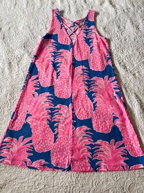 Lilly Pulitzer Pink Pineapple Tropical Floral Dress.